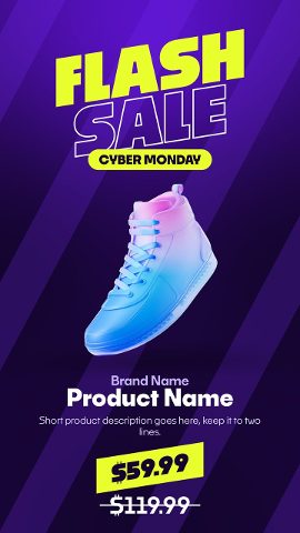 Cyber Monday Flash Sale Promo with Yellow Outline Type Template for Adobe Premiere Pro