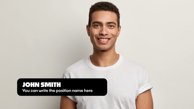 Friendly Name Tag Lower Thirds on Black Pill Card Premiere Pro MOGRT