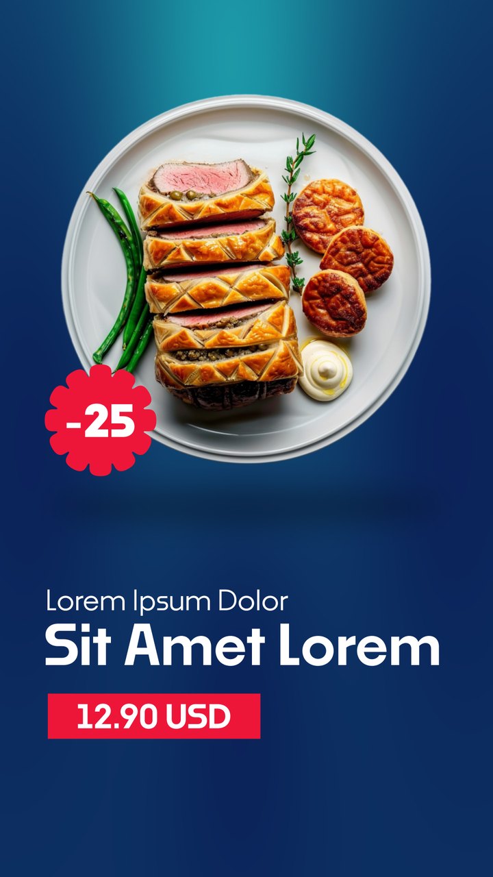Vertical Ocean Blue Burst Badge Meat Roll Plate Premiere Pro MOGRT