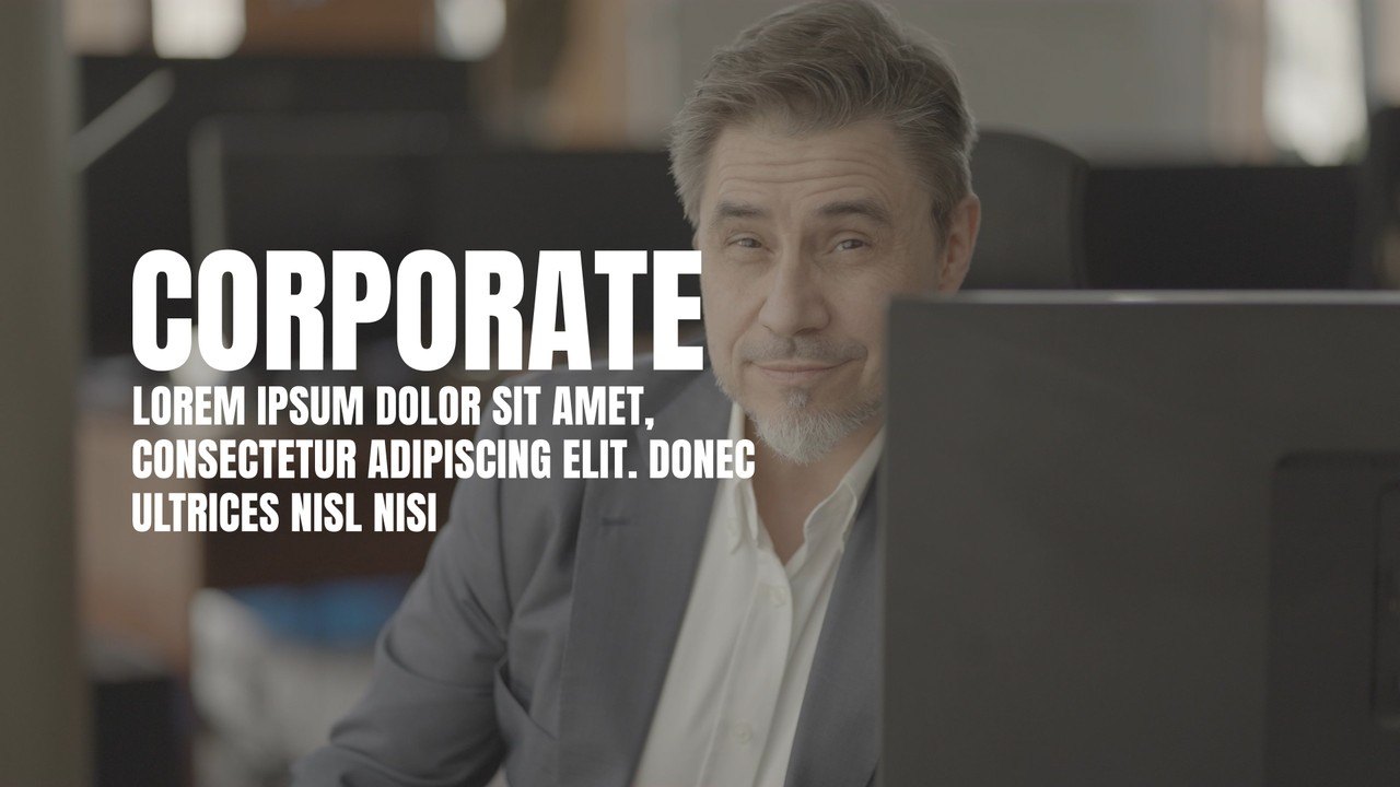 Corporate Text Slide Title featuring Narrow Caps Paragraph Premiere Pro MOGRT