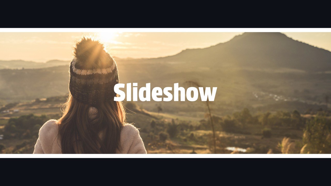 Cinematic Picture Slideshow featuring Widescreen Captions Premiere Pro MOGRT
