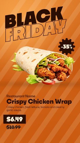 Vertical Black Friday Menu Story with Outlined Headline and Starburst Premiere Pro MOGRT
