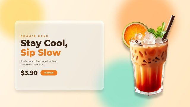 Cafe Promo with Pastel Frosted Panel and Price Label Premiere Pro Template