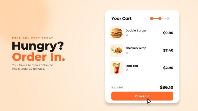 Food Offers Animation with Cart Summary Card Premiere Pro MOGRT