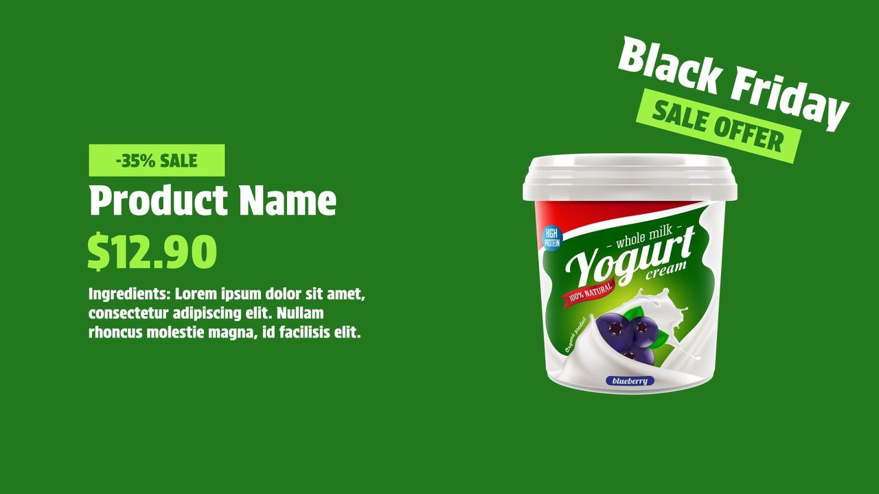 Black Friday Product Sale Offer featuring Grass Green Tilted Title Premiere Pro MOGRT