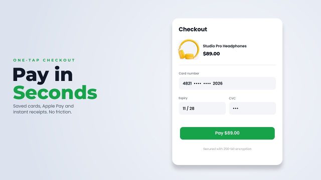 One-Tap Payment Form Product Promo Animation MOGRT for Premiere Pro
