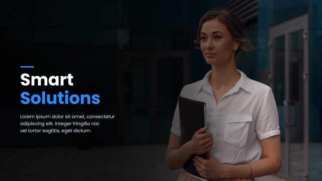 Dark Company Presentation Slides with Accent Line Headings MOGRT for Premiere Pro