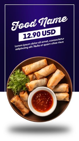 Vertical Spring Roll Menu Card Food Promo After Effects Template