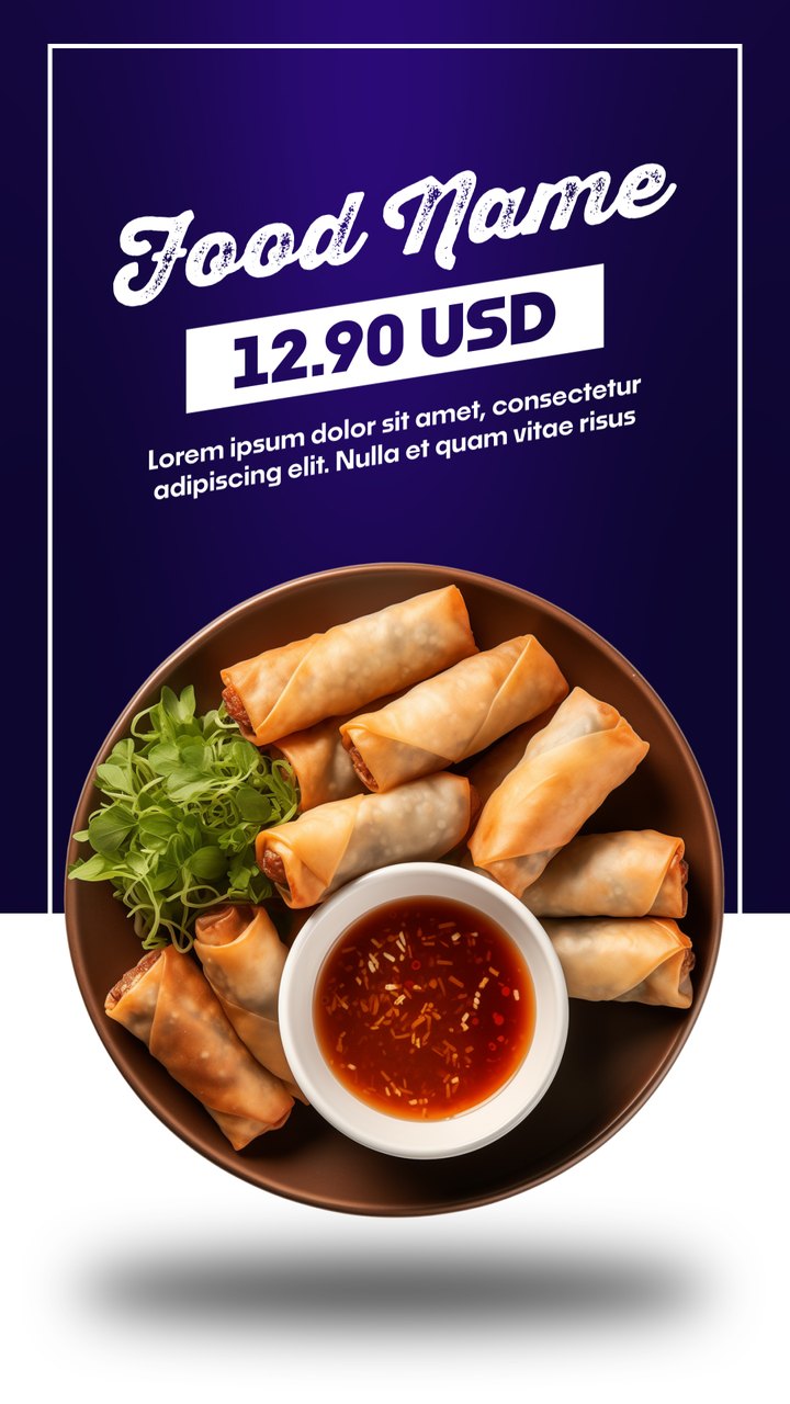 Vertical Spring Roll Menu Card Food Promo After Effects Template