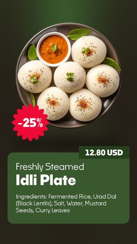 Vertical Green Info Card Idli Plate Discount After Effects Template