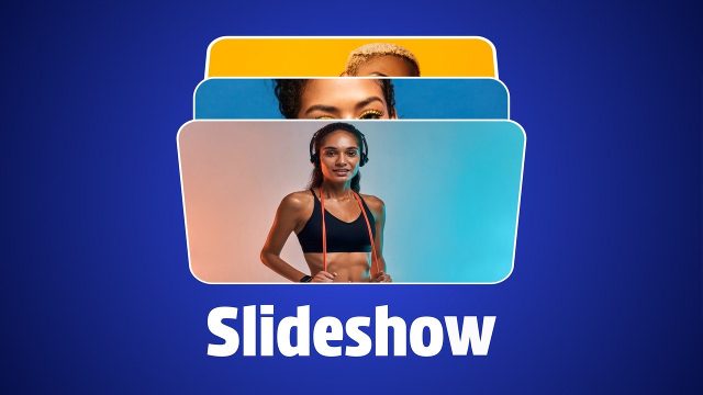 Modern Stacked Card Photo Slideshows on Royal Blue After Effects Template
