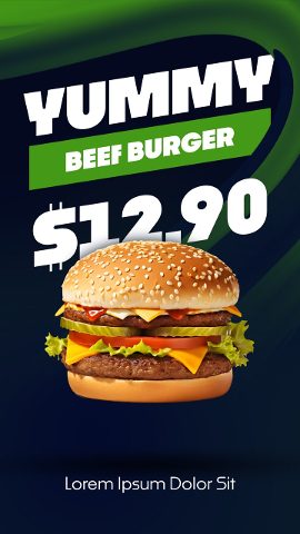 Black Friday Yummy Beef Burger Green Fluid Background Premiere Pro MOGRT