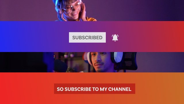 Subscribed Button and Notification Bell Lower Third on Gradient Bar After Effects Template