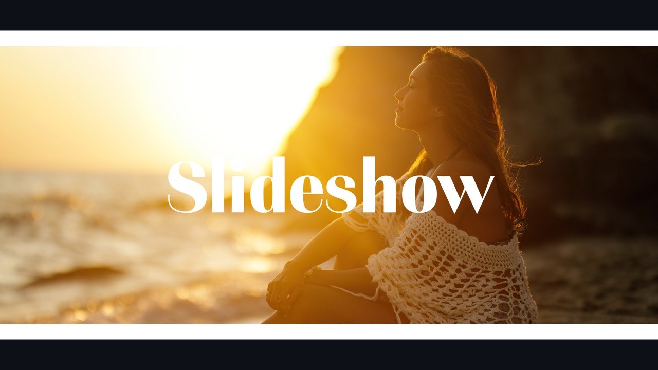 Airy Picture Slideshow featuring Wide Strip Opening Premiere Pro MOGRT