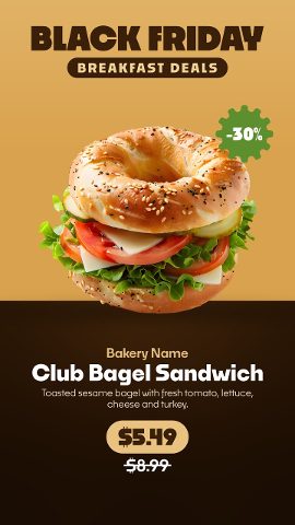 Black Friday Breakfast Deals Vertical Ads with Two Tone Panels After Effects Project