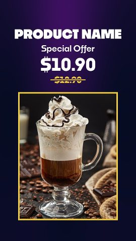 Cyber Monday Gold Frame Coffee Special Offer Cafe After Effects Template