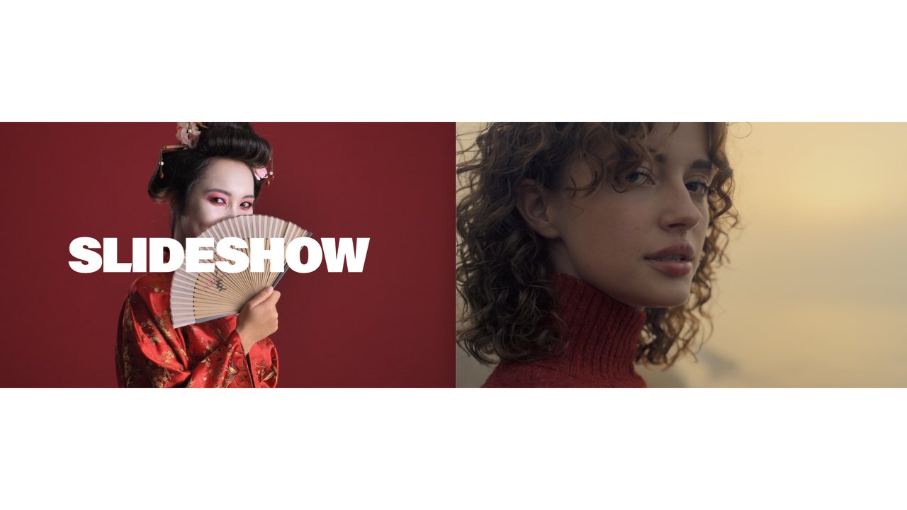 Amber Glow Slant Panel Showcase Slideshow Premiere Pro MOGRT
