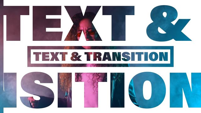 Animated Seamless Text Transitions featuring Stacked Giant Cut Out Letters and Outlined Tag Template for Adobe Premiere Pro