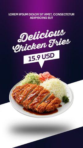 Black Friday Diagonal Split Chicken Cutlet Restaurant Story After Effects Template