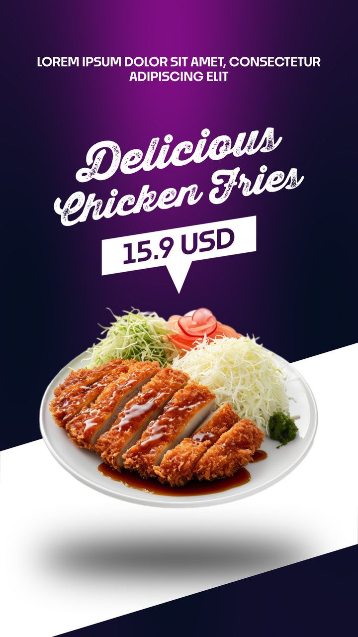 Black Friday Diagonal Split Chicken Cutlet Restaurant Story After Effects Template