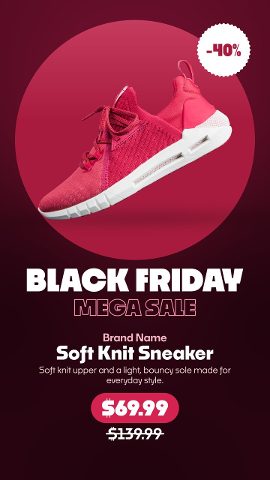 Black Friday Mega Sale Promos with Pink Circle for Fashion Stores After Effects Templates