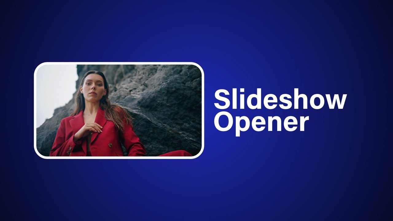 Navy Slideshow Opener in Rounded Frames and Stripes Premiere Pro MOGRT
