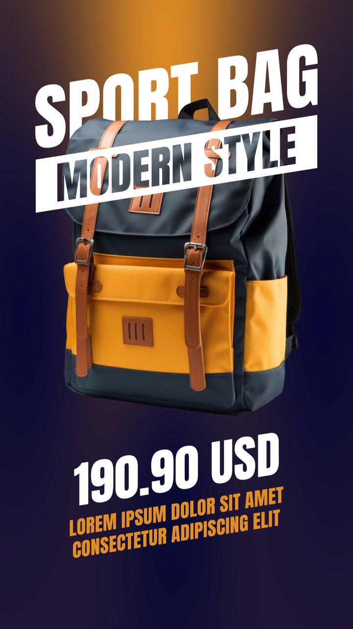 Vertical Sport Bag Modern Style Backpack After Effects Template