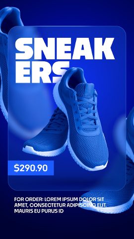Vertical Giant Split Word Blue Sneaker Glass Card After Effects Template