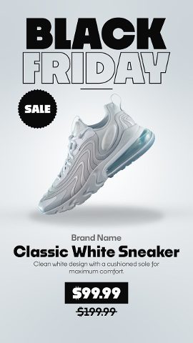 Vertical Minimalist Black Friday Product Presentation with Sale Sticker Premiere Pro Template