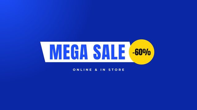 Slanted Plate Mega Sale Title with Percent Bubble After Effects Template