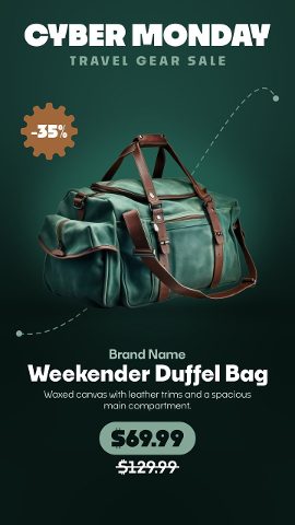 Cyber Monday Travel Gear Vertical Promos with Dashed Route Line for After Effects