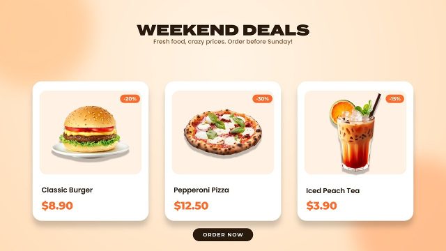 Restaurant Food Promo with Triple Item Cards MOGRT for Premiere Pro