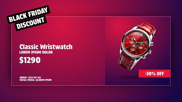 Black Friday Product Deal featuring Magenta Discount Tags After Effects Template