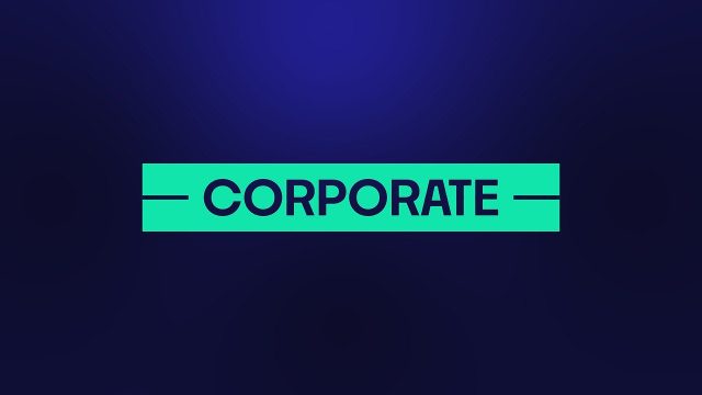 Business Word Typography on Aqua Label Strip Premiere Pro MOGRT