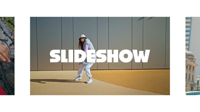 Tilted Photo Window Slideshow Opener in Strong Capitals After Effects Template