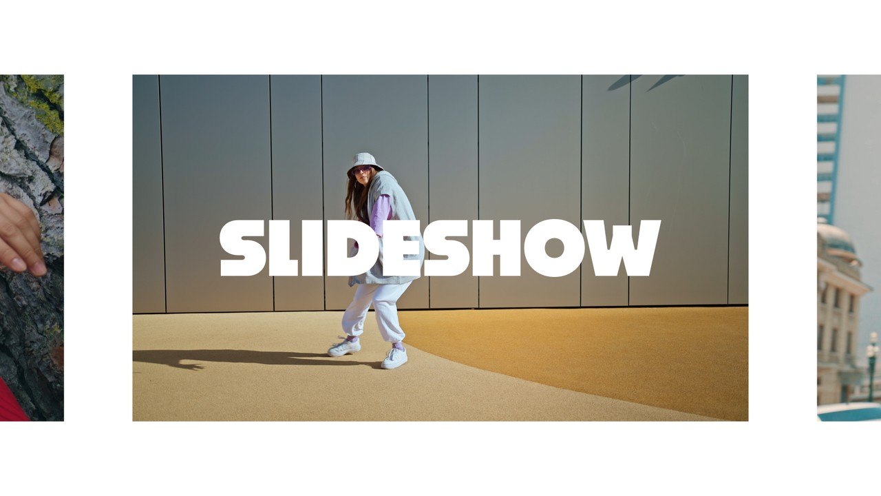 Tilted Photo Window Slideshow Opener in Strong Capitals After Effects Template