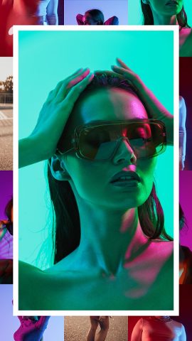 Collage Highlight Neon Portrait Vertical Slideshow Premiere Pro MOGRT