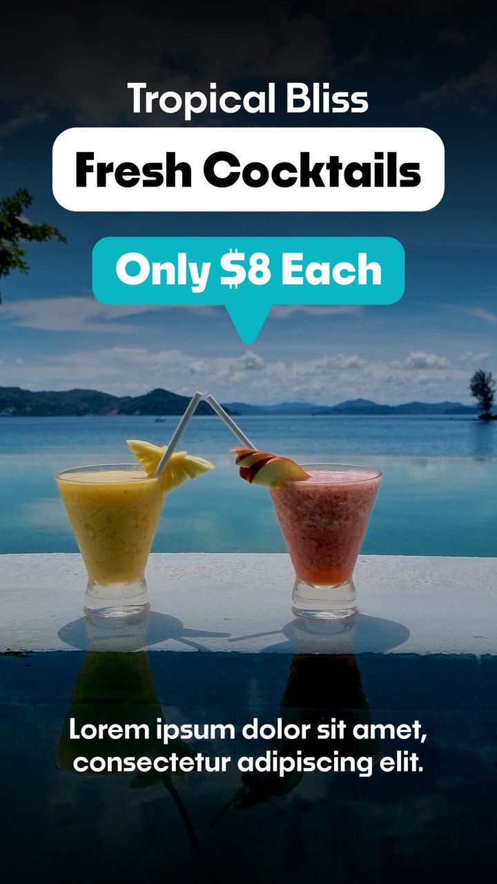 Cyber Monday Tropical Beach Cocktail Bar Offer Reel Premiere Pro MOGRT