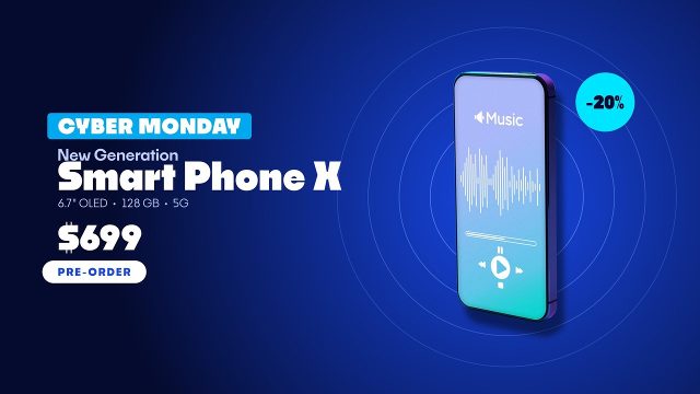 Ripple Rings Cyber Monday Product Ad with Discount Badge in After Effects
