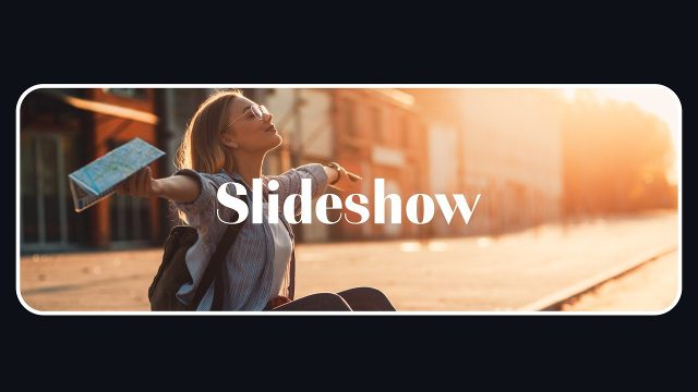 Picture Slideshow with Curved Window and Skewed Panels Premiere Pro MOGRT