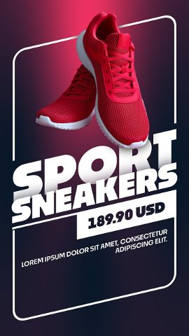 Vertical Pink Spotlight Red Sneakers Slant Card Premiere Pro MOGRT