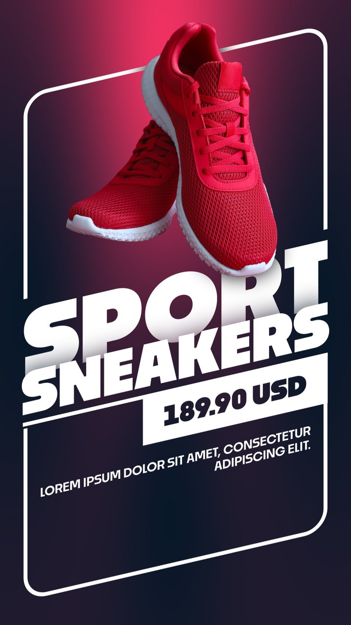 Vertical Pink Spotlight Red Sneakers Slant Card Premiere Pro MOGRT