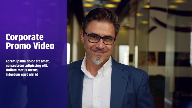 Company Slideshow with Dark Text Column and Team Pictures Premiere Pro MOGRT