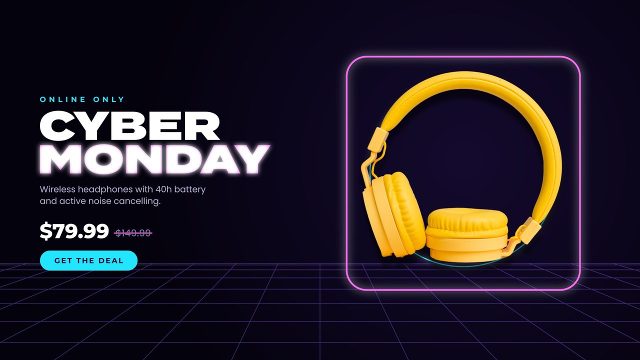 Cyber Monday Sale Promo with Neon Square Frame After Effects Template