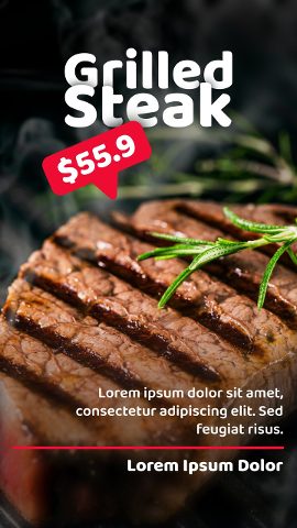 Vertical Grilled Steak Poster Speech Bubble Price After Effects Template