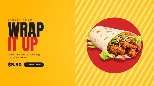 Striped Background Circle Food Promo with Menu Price After Effects Project