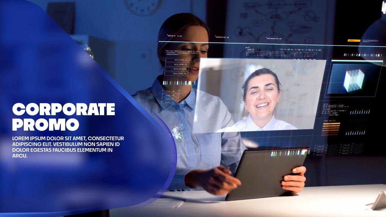 Company Presentation Slideshow with Angled Overlay Pictures Premiere Pro MOGRT