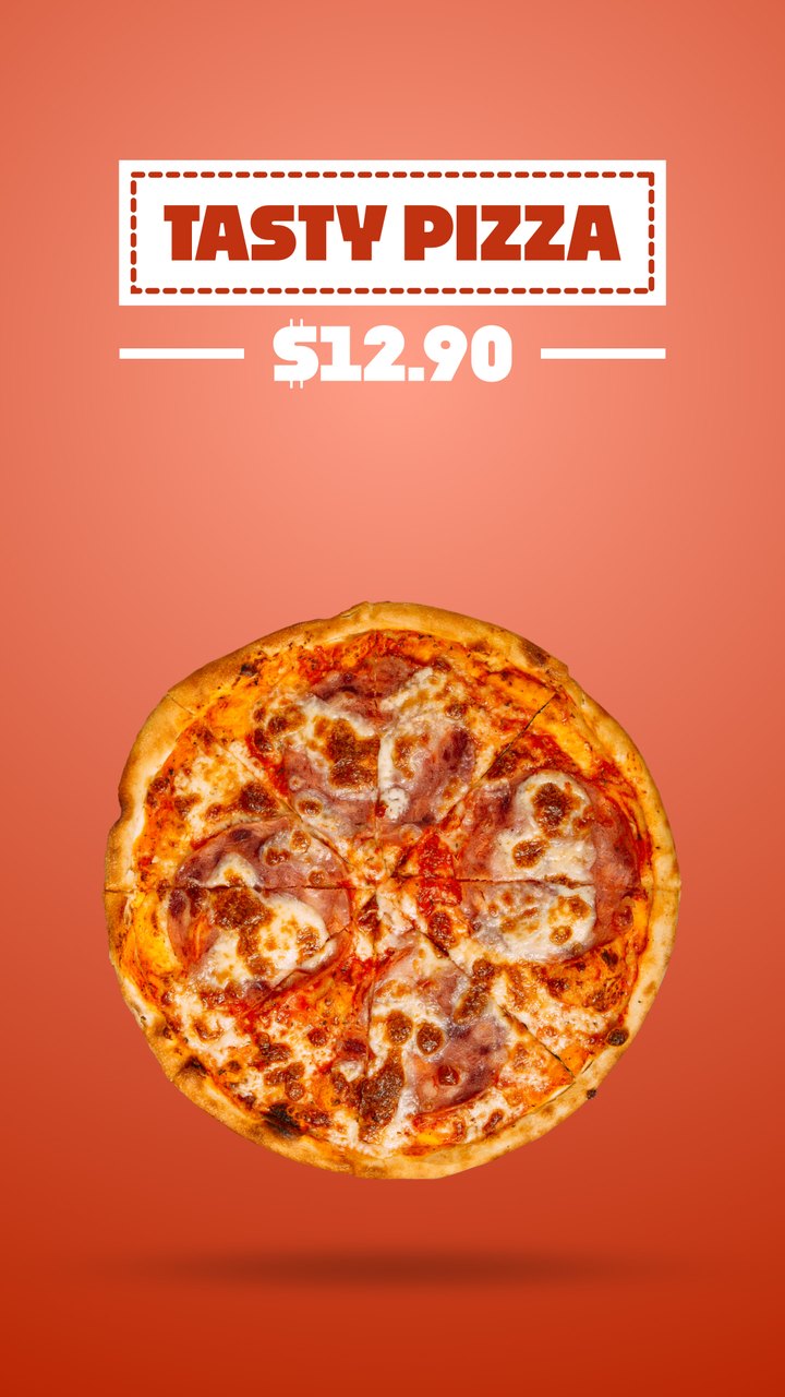Vertical Tasty Pizza Stamp Label Coral Menu Premiere Pro MOGRT