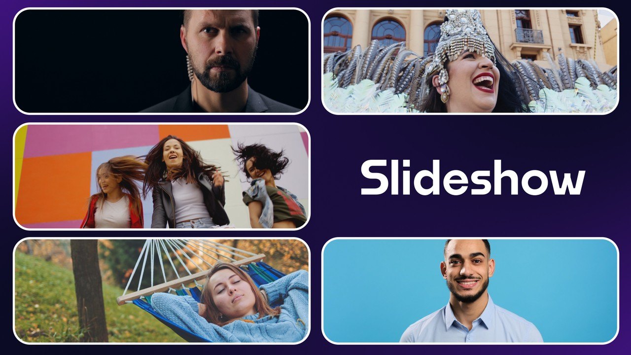 Picture Gallery Slideshow featuring Overlapping Tiles Premiere Pro MOGRT
