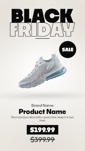 Minimal White Black Friday Vertical Promos with Outline Type Project for After Effects